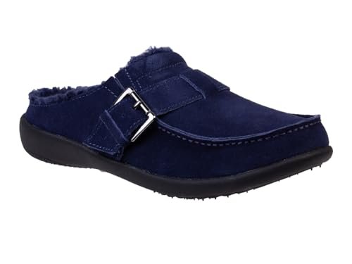 Revitalign Siesta Snug Orthotic Faux Fur Suede Buckle Mules